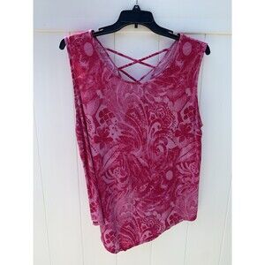 Amana Pink Floral Sleeveless V-Neck Blouse Size 3X Blouse top